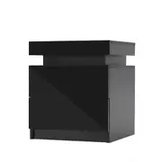 LED Bedside Table 2 Drawers AURORA Gloss BLACK