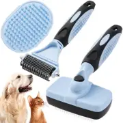3PCS Cat & Dog Brush Set: Slicker & Deshedding Brush, Dematting Comb, and Bat...