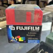 Fujifilm 25 Floppy Disks 3-1/2" Color Disks 2HD Formatted IBM Brand New Sealed.