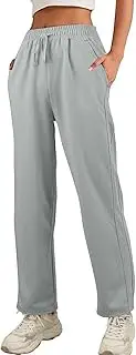 [Generic] Baggy Wide Leg Pants for Women Open Bottom Lightweight High Waist Joggers Sweatpants Drawstring Elastic Casual Pants