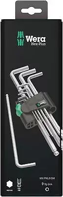 Wera - 5073391001 Hexagon 950 PKL/9 SB L-Key Set, BlackLaser, Ballpoint Hex K...