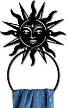 MAYJOYDIY Sun Metal Towel Ring Hand Towel Holder Boho Sun Metal Custom Towel Holder Bath Towel Ring Black Art Towel Rack Wall Mounted for Bathroom Kitchen Towel Hanger Home Decors Gift
