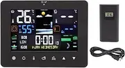 EVTSCAN Weather Clock, Features Outdoor High and Low Temperature Alarms, Humidity Temperature Sensor Meter Thermometer, for Home Office