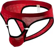 [Generic] Mens Underpants Open Butt Briefs Sexy Mesh Breathable G-String Thongs Front Opening Buckle Panties