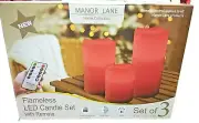 KOHL'S MANOR LANE 3-Piece LED Flameless Color-Changing Candle Set with Remote