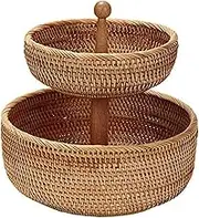Handmade Bamboo Woven Fruit Basket, Snack Box, Chinese-Style Compartmentalized Dried Fruit Tray, Retro Decoration, Candy, Nuts, Melon Seed Box