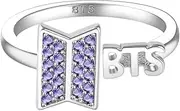 [6UH8MB] Merchandise 18K Gold Plated Cubic Zirconia Rings Adjustable Army Fans Gifts, white, ring