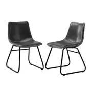Oikiture 2x Dining Chairs Kitchen Table Chair Lounge Retro Padded Seat PU Grey