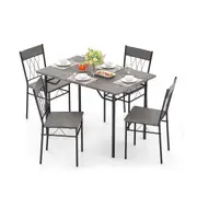 Costway Dining Table Set Anti-Slip Footpads Waterproof Tabletop Kitchen Dining Room Furniture Grey
