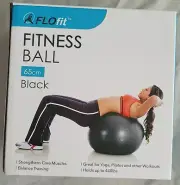 NEW Sealed FLO fit Exercise Fitness Stability Ball 65cm BLACK Holds Up To 440lbs