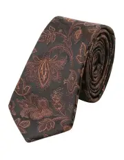 [yd.] Florida Floral Tie 6.5cm in Chocolate