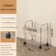 Light Luxury Storage Rack Trolley 2/3/4 Layers Transparent Acrylic Rolling Cart
