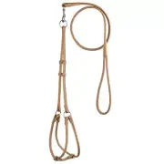 Dog Pet Leather Round Step-In Harness/Lead W1/4" x G11"-15" x L48"- Brown