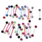 30 Pieces Assorted Color Lip Tongue Ring Straight Barbell Studs Piercing