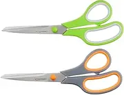 Amazon Basics Multipurpose, Comfort Grip, PVD coated, Titanium & Stainless Steel Office Scissors - Pack of 2