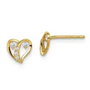 14k 14kt Yellow Gold Madi K CZ Accent Open Heart Post Earrings
