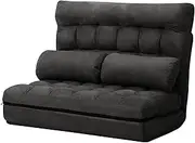 OIKITURE Floor Sofa Single, L-Shape Soft Sofa Chair Recliner Chair, Wide Floor Mattress Lounge Chair Sofa Foldable Flat Sofa Bed, Lazy Sofa Bed for Living Room Bedroom Furniture, Charcoal