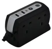 MASTERPLUG - 4 Way Surge Protected Extension Lead with 2x USB Sockets, 2m, Black