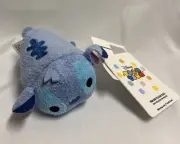 Disney Tsum Tsum Stitch Reusable Shopping Bag Tote Nylon Blue Plush Handle NWT