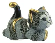 Rinconada -Beautiful Blue Grey Tabby Cat Kitten Figurine