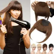 THICK Fringe Bang Clip In Real Remy 100% Human Hair Front Neat Hairpiece Top Wig