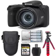 Kodak PIXPRO AZ405 Digital Camera (Black) +Extra Battery +Tripod +Case -32GB Kit