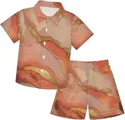 [Caihoyu] Big Boy Short Sleeve Button Down Tops + Shorts Set Toddler Little Boys Outfit Summer Clothing