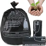 JENCENBIO Compostable Bin Liners Portable Toilet Bags 20Liter Extra Thick 0.87 Mils Black Compost Garbage Bags for Toilet Chair with Europe OK Compost Home Certified 30 Count
