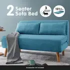2 Seater Sofa Bed Lounge Couch Modular Furniture Home Linen Fabric Blue