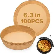 Air Fryer Disposable Paper Liner 100pcs, 6.3inch Non-Stick Disposable, Food Grade Air Fryer Paper Liners, Waterproof, Oil Resistant,Parchment Paper Liners, Air Fryer Accessories
