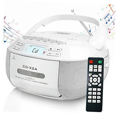 CD Player Boombox Cassette Player Combo with Bluetooth,AM/FM Radio,Stereo