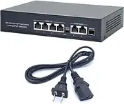 6 Port PoE Switch, 4 Ports PoE+ 2 Ethernet Uplink, 803.af/at Compliant