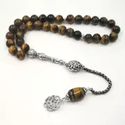 Tasbih Natural Tiger eye stone muslim prayer beads islamic rosary misbaha