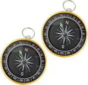 1 Pair Compass Keychain Hiking Compass Hiking Small Compass Survival Compass Outdoor Keychain Compass Compasses for Camping Compass with Key Ring Compass Golden Aluminum Alloy