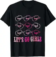 [VidiAmazing] Pink Cowboy Hat Boots Funny Lets Go Girl ds1365 T-Shirt