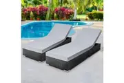 Gardeon 2PC Sun Lounge Wicker Lounger Outdoor Furniture Day Bed Adjustable Rattan Garden