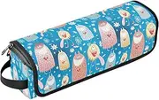 [sanluoli] 2-in-1 Curling Iron Travel Case with Removable Heat Resistant Mat Hair Tools Organizer Storage Bag Cartoon Monsters Blue Women Essentials Storage