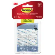 Command 17006CLR18ES 0.5 lbs Cap Plastic Mini Hooks & Strips - Clear (18/PK) New