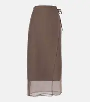 [Brunello Cucinelli] Brunello Cucinelli Cotton-blend midi skirt AU 14 brown