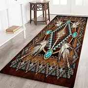 Southwestern Long Runner Rug for Hallway,Rustic South Western Aztec Tribal Native American Indian Geometric,Area Rug Non-Slip Floor Carpet Indoor Doormat Entrance Door Mat Washable Kitchen Rug