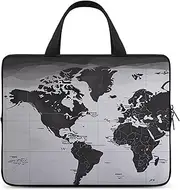 Laptop Case Sleeve Shockproof Computer Carrying Bag Black and White World Map Notebook Case Cover Laptop Bag Water Resistant Computer Cases Tablet Briefcase for Travel Business 12 Inch