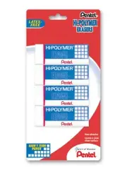 ZEH10BP4 Pentel Hi-Polymer Block Eraser, White Eraser, Large, Set of 4