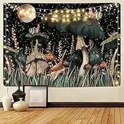 Boniboni Mushroom Tapestry Moon and Stars Tapestry Snail Tapestry Plants and Leaves Tapestry Wall Hanging for Room(51.2 x 59.1 inches)