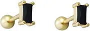 [Pierced Owl] 20GA 925 Sterling Silver Rectangular Zircon Crystal Barbell Studs