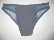 Shein contrast mesh panel tagless bikini panties XS gray w/blue 80s aesthetic