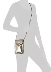 NWT REBECCA MINKOFF JEAN LEATHER PHONE W/CHAIN STRAP CROSSBODY BAG GOLD