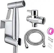 Handheld Bidet Sprayer for Toilet, Stainless Steel Bathroom Bidet Sprayer Set for Pet, Bathroom or Toilet, Baby Cloth Diaper Sprayer, Feminine Wash