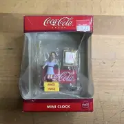 Coca Cola Mini Clock Woman Behind Counter Girl