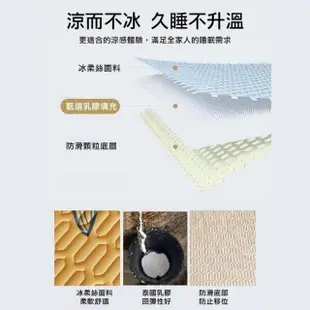 【Zhuyin】全包式加厚乳膠冰絲涼蓆 涼感乳膠涼席 單人(冰絲涼席 冰涼墊 送枕套x1)