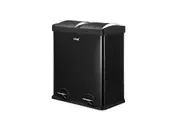 60L Rubbish Bin Dual Compartment Dustbin Pedal Recycling Trashcan Modern Kitchen Waste Garbage Coated Steel Black